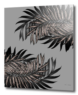 Gray Black Palm Leaves with Rose Gold Glitter #5 #tropical