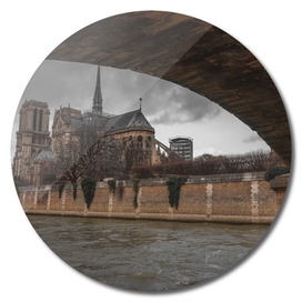 Paris Notredame under the bridge