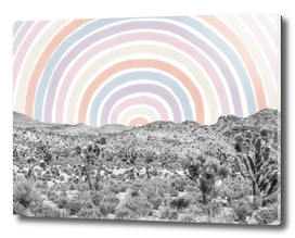 Happy Rainbow Rays // Scenic Desert Watercolor Collage
