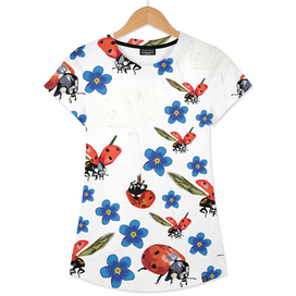 Ladybugs & Blue Flowers