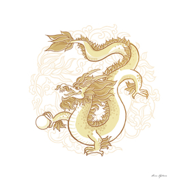 Gold Dragon on Floral Decoration