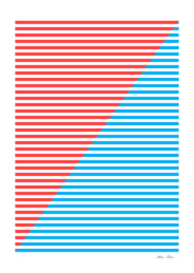Geometric, Abstract, blue and red stripes