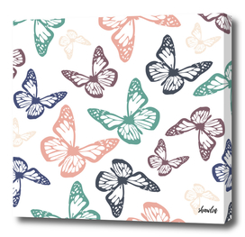 Flying butterflies in soft calming chalky pastel colors