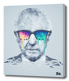 Albert Hofmann - Abstract  Psychedelic Low Poly Portrait