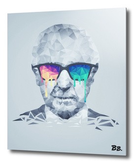 Albert Hofmann - Abstract  Psychedelic Low Poly Portrait