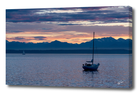 Moored Sailboat Sunset
