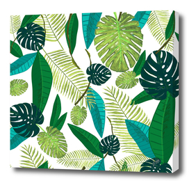 Tropical green leaves seamless pattern