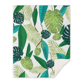 Tropical green leaves seamless pattern
