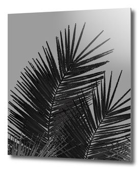 Gray Black Palm Leaves with Black Silver Glitter #1
