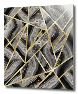 Black Night Agate Gold Geometric Glam #1 #geo #decor #art