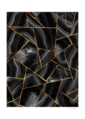 Black Night Agate Gold Geometric Glam #2 #geo #decor #art