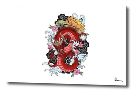 Tattoo Dragon flower