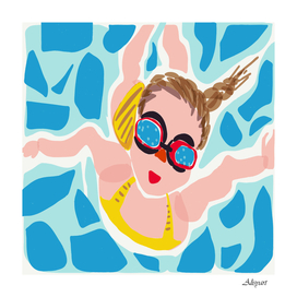 girl ocean pool sketch summer
