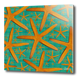 "Starfish in Turquoise and Mustard"