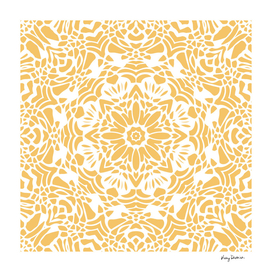 Sunny Golden Yellow and White Lace Mandala
