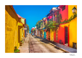 Traditional Street in Cartagena de Indias, Colombia