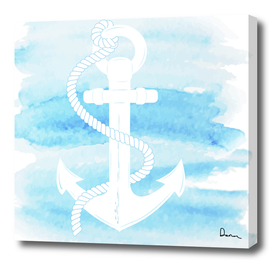 anchor watercolor painting blue