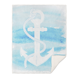 anchor watercolor painting blue