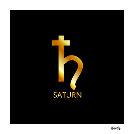 Zodiac and astrology symbol of the planet Saturn in gold