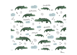 vector seamless pattern with cute crocodiles