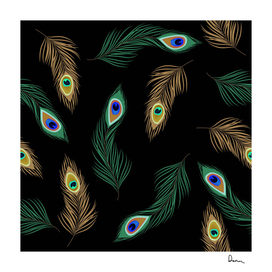 seamless pattern with peacock feather