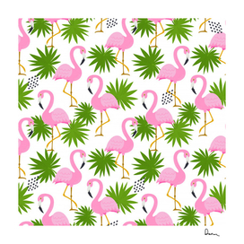seamless pattern with cute flamingos