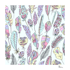 vector illustration seamless multicolored pattern feathers