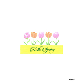 watercolor tulips with spring wishes