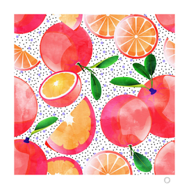 Citrus Tropical | Juicy Fruits Polka Dots | Food Orange