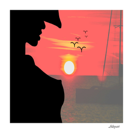 sunset woman beautiful silhouette
