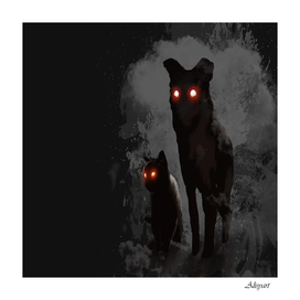 dog cat evil daemon silhouette