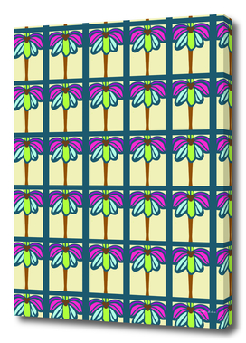 Abstract seamless colorful pattern with palm tree leaves