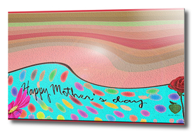 Mother's day greeting card with waves, flowers, dots