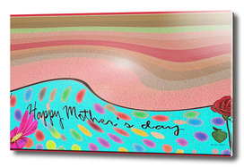 Mother's day greeting card with waves, flowers, dots
