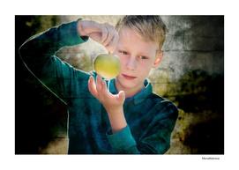 Portrait with green apple