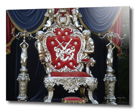 Velvet luxury throne on platform