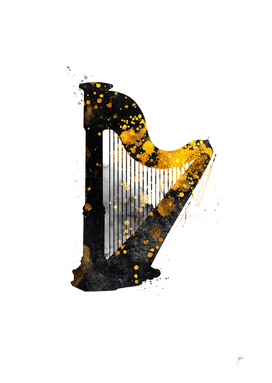 Harp music art gold and black #harp #music