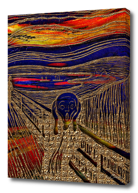 The scream Gold on Coloured background