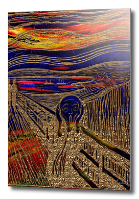 The scream Gold on Coloured background