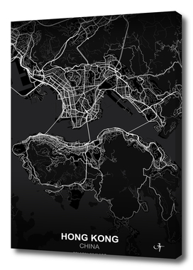Hong Kong City map black