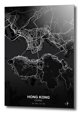 Hong Kong City map black