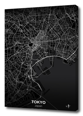 Tokyo Japan city map black