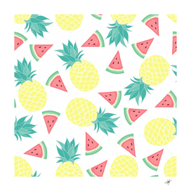 vector seamless pattern with pineapples