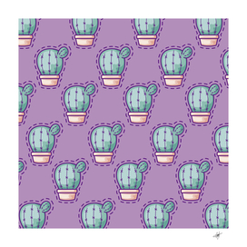 seamless pattern patches cactus pots plants