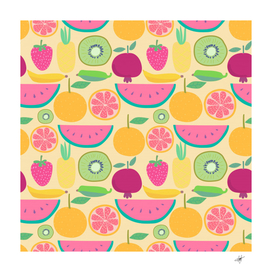 seamless pattern with fruit vector illustrations