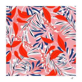 tropical seamless pattern with colorful leaves plants