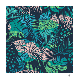 seamless abstract pattern with tropical plants