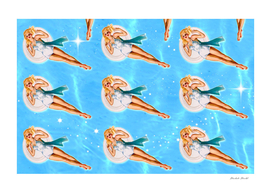 Synchronized Floating vintage pin-up girl collage