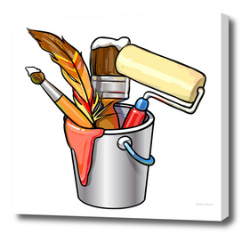 Bucket with brushes