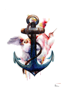Anchor watercolor painting tattoo art anchors and bird